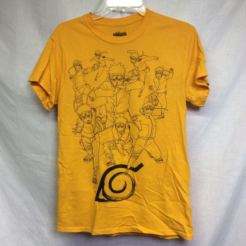 Naruto Shippuden Amine Yellow Graphics T-Shirt, Sz S